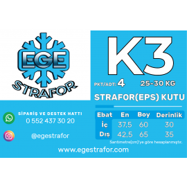 K-3 STRAFOR EPS KÖPÜK KUTU KARGO,SEVKİYAT-AMBALAJ KUTUSU(25 KG)