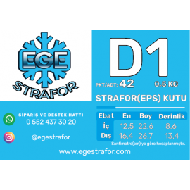 D1 EPS KÖPÜK STRAFOR KUTU 0,50KG D1 EPS KÖPÜK STRAFOR KUTU 0,50KG